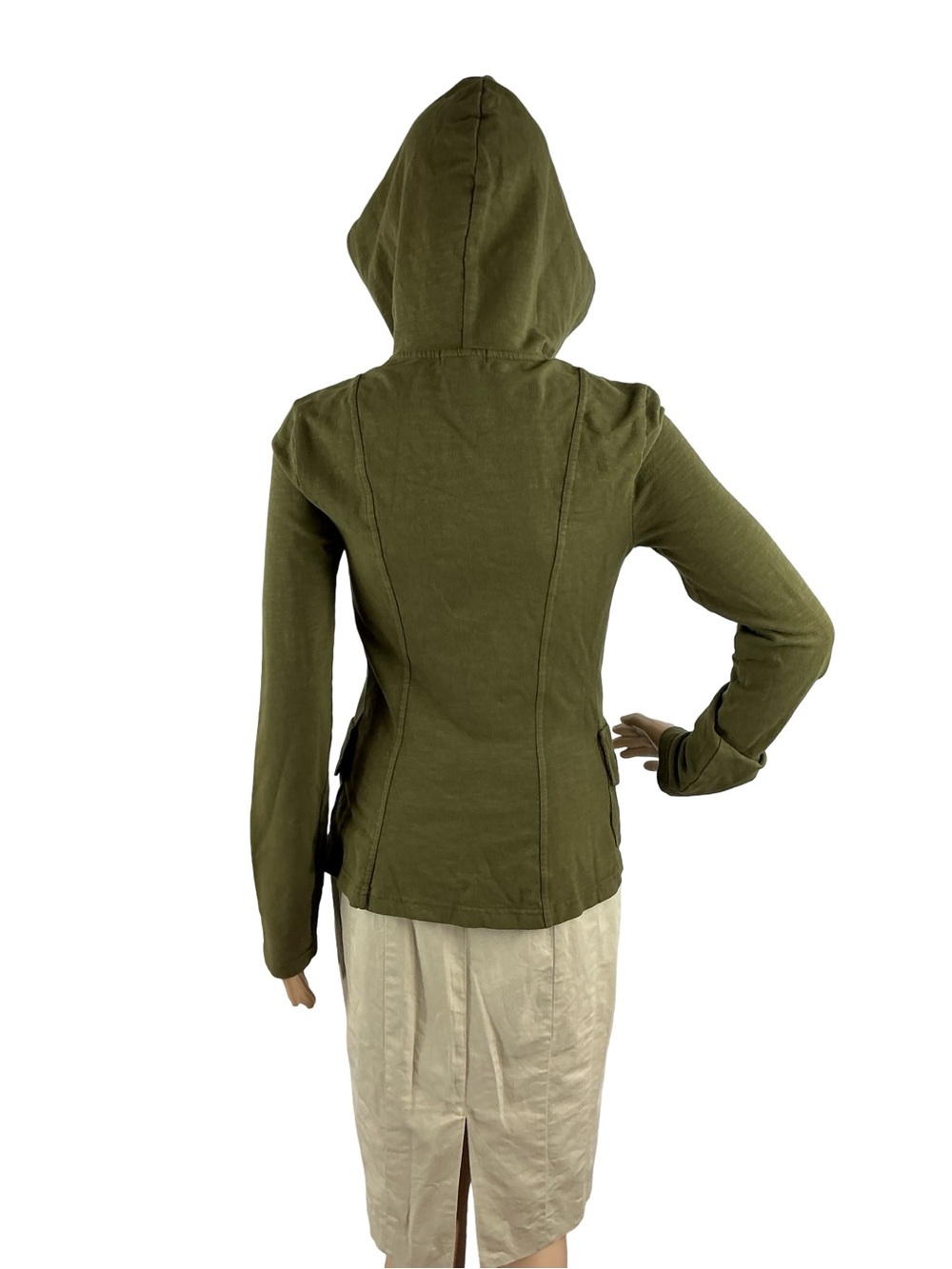 Wearables XCVI Ruched Full Zip Hoodie Jacket Green Size XS - Picture 7 of 8